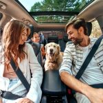 Dog road trip car travel pet enjoying